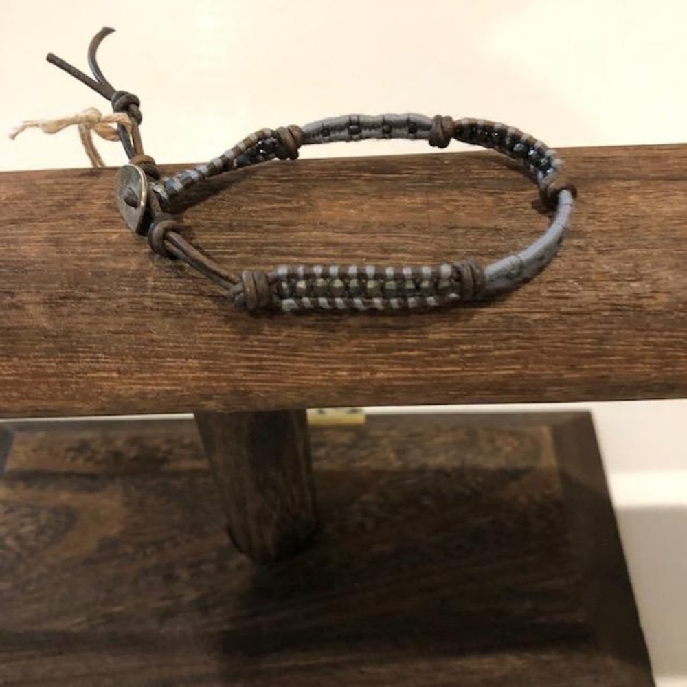 CHAN LUU HEMATITE W SWAROVSKI SINGLE WRAP BRACELET, BS-5386, NWT